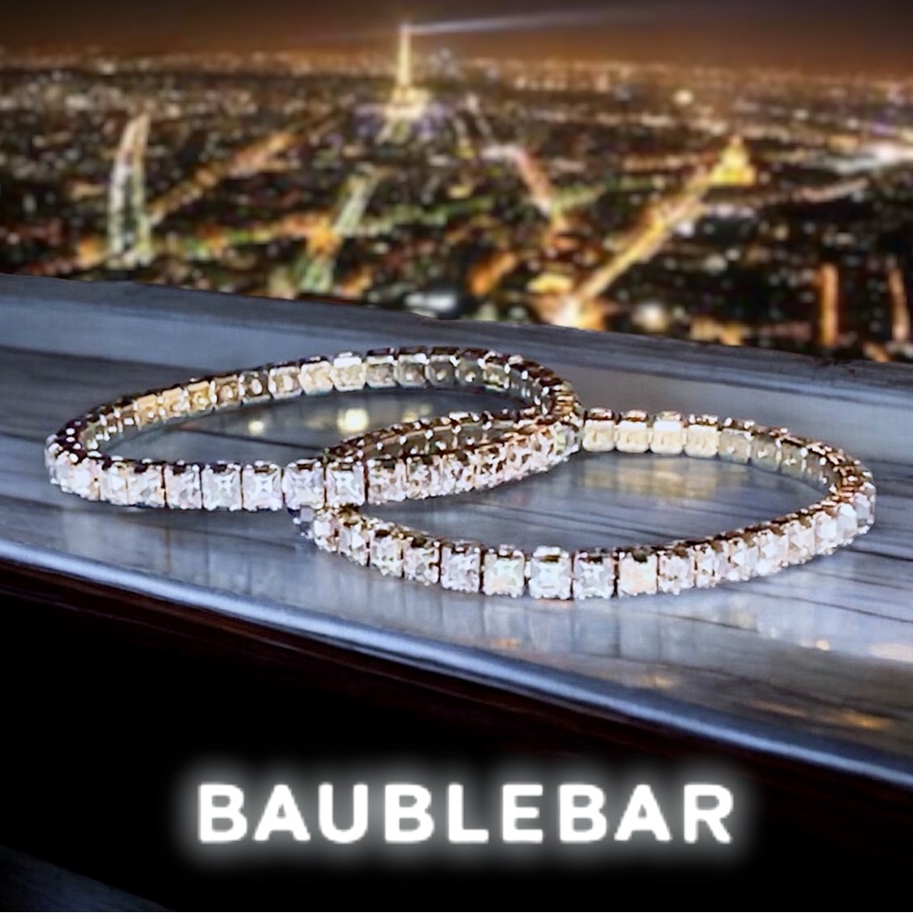 BaubleBar Cristallo Square Rhinestone Stretch Bracelet Set of 2